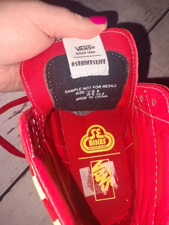 Vans sample SEBikeslife Red and Yellow Checkerboard High-Top Sneakers - Picture 6 of 9